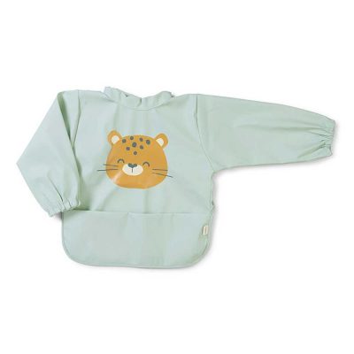 Babero impermeable mangas "Cheetahs" menta Saro Baby