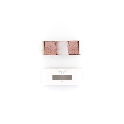 Caja regalo 3 calcetines niña calado nude crema rosa