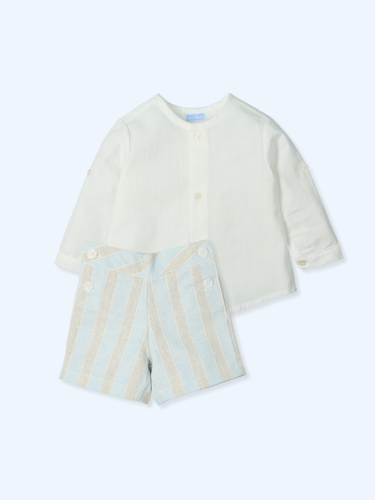 Camisa cuello mao voile flame y pantalon corto a rayas Rich Mac Ilusión
