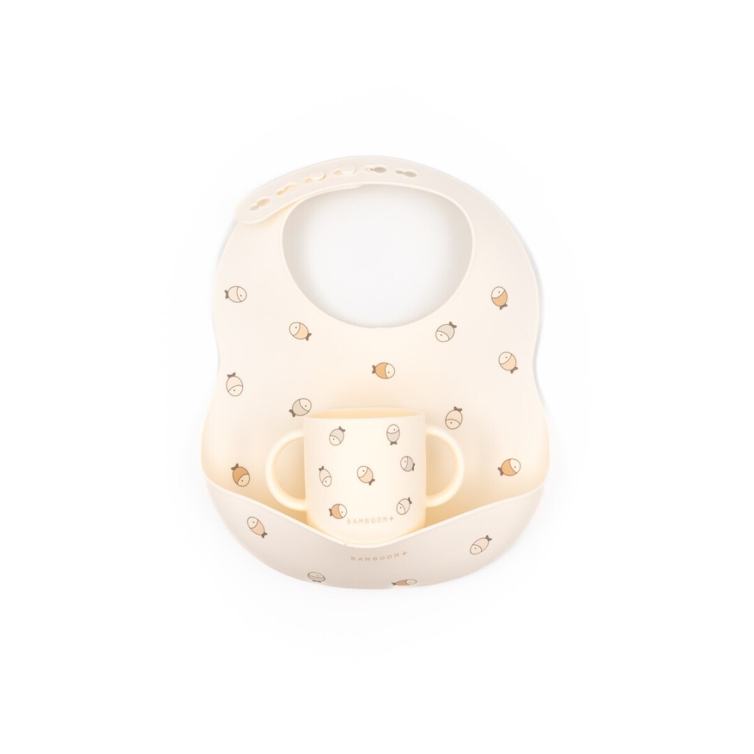 Babero de silicona con vaso Bamboom