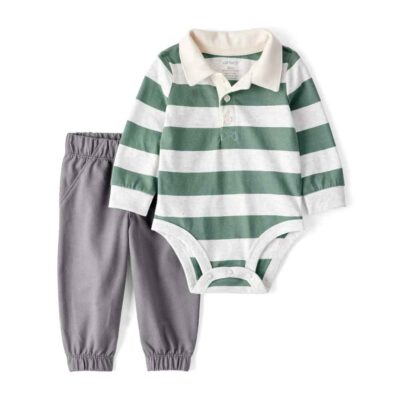 Conjunto 2 piezas con body polo a rayas y jogger bebé Carter's