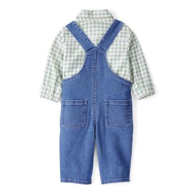 Conjunto 2 piezas camisa de cuadros y peto denim Carter's