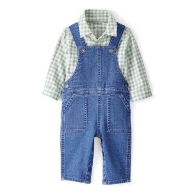Conjunto 2 piezas camisa de cuadros y peto denim Carter's