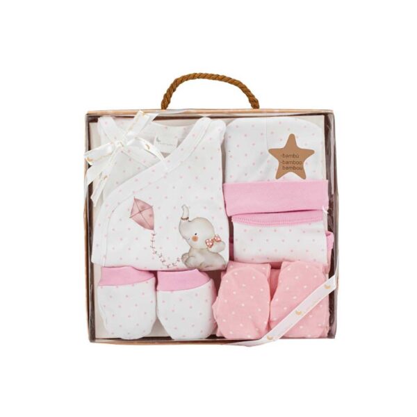 Set de regalo 5 piezas elefantito rosa Interbaby