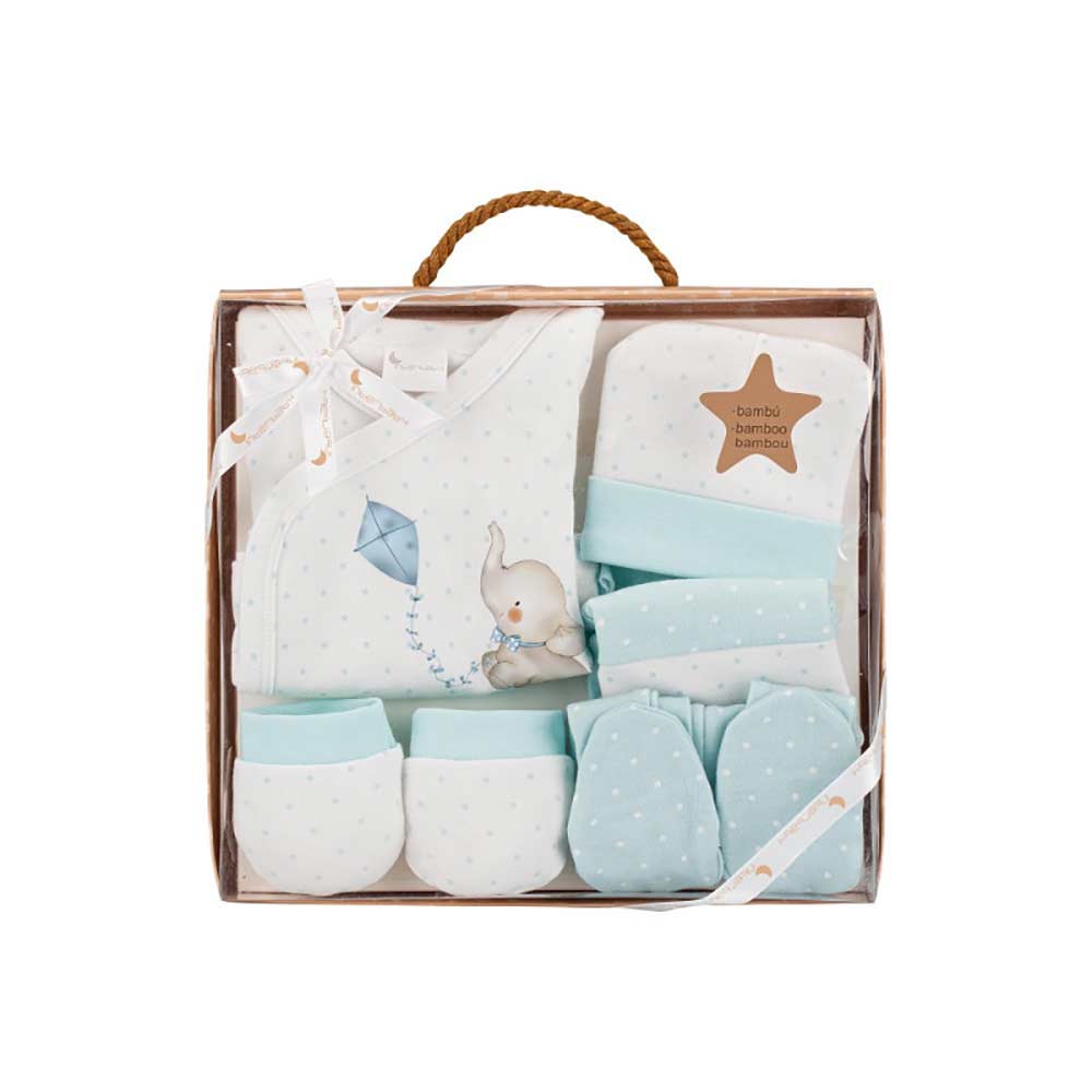 Set de regalo 5 piezas elefantito verde Interbaby