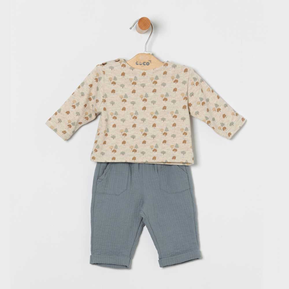 Conjunto jersey y pantalón elástico bebé niño Coco Acqua