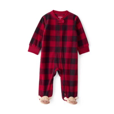 Pijama enterizo navideño cuadros rojos y pies de reno Carter's