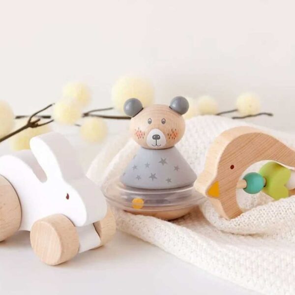 Set mis primeros juguetes de madera bebé 0 meses KioKids