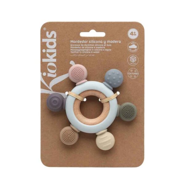 Mordedor de madera y silicona estrella bebé +3 meses KioKids