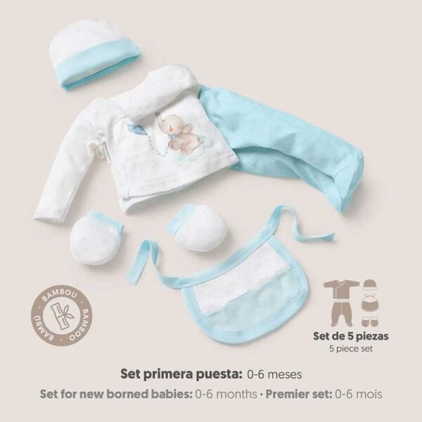 Set de regalo 5 piezas elefantito azul Interbaby