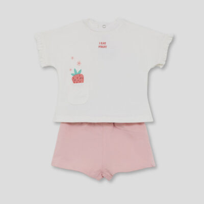 Conjunto niña crudo con fresa y flores 263005 Street Monkey