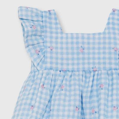 Vestido bebé niña vichy celeste con volantes 263020 Street Monkey