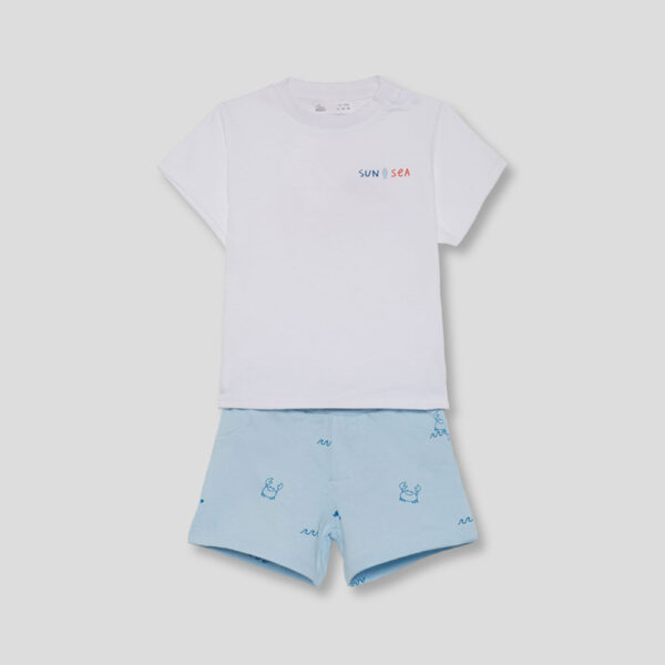 Conjunto camiseta y shorts bebé niño 264025 celeste Street Monkey