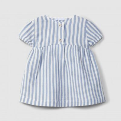 Vestido bebé niña gasa rayas azul Laranjinha