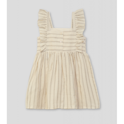 Vestido niña crudo con rayas verticales y volantes Street Monkey 266030