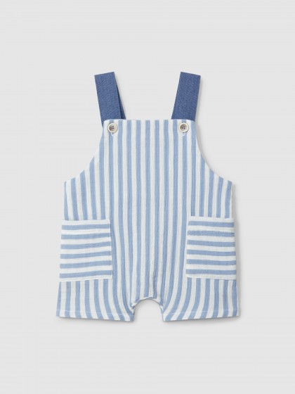 peto bebé gasa rayas azul Laranjinha